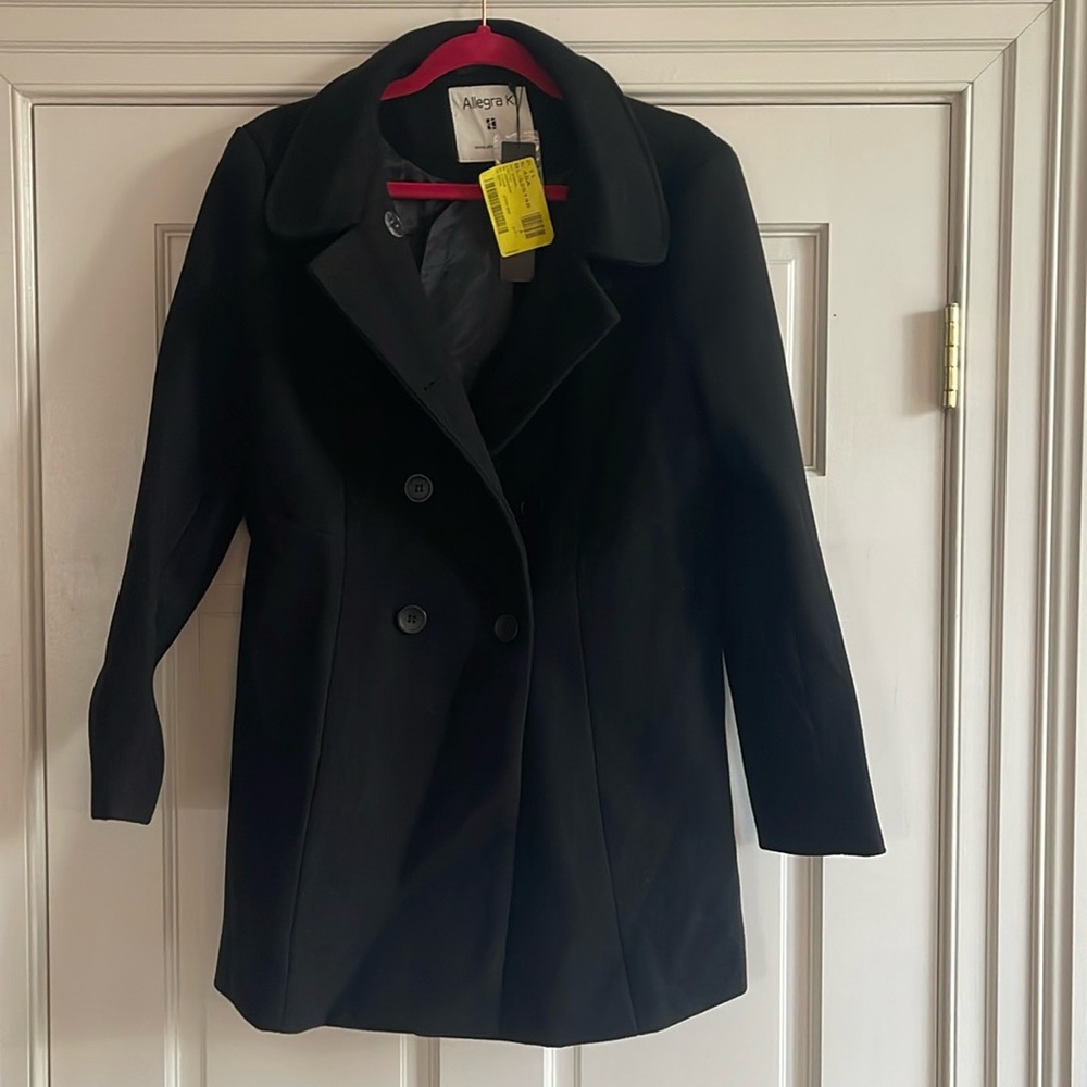 NWT Allegra K black, women’s pea coat